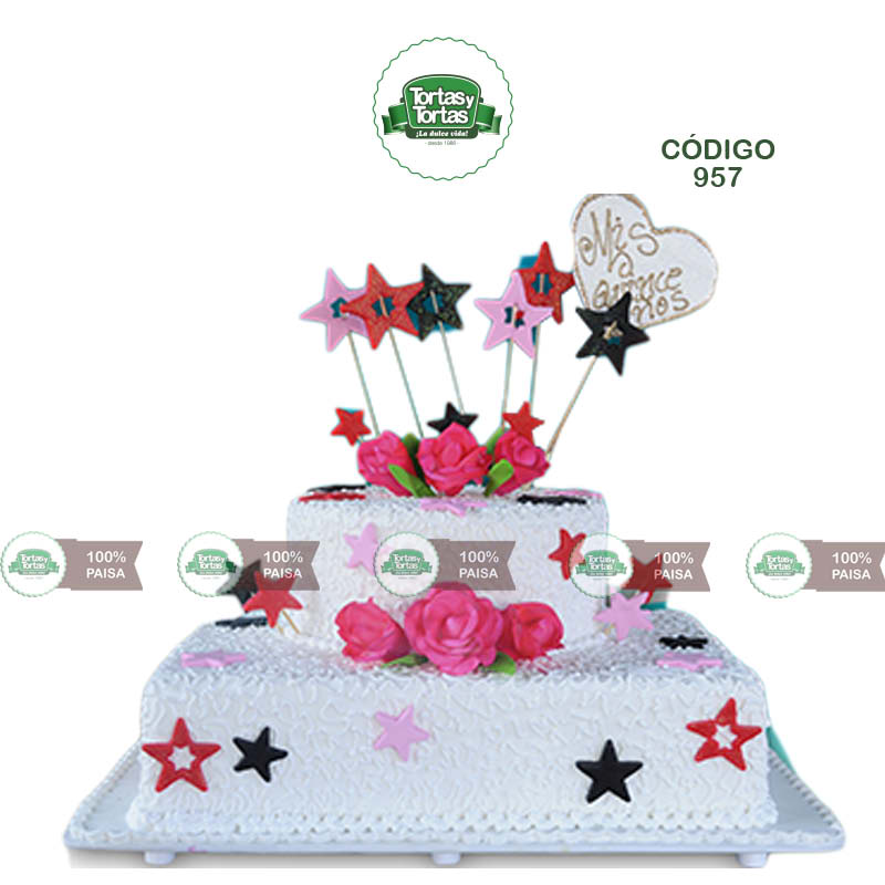 Torta-Quinces-Estrellas-y-Rosas
